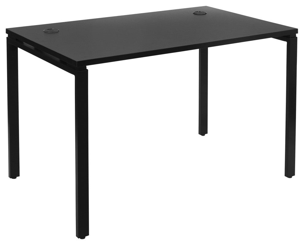 48" Writing Desk With Black Laminate Top and Black Finish Metal Legs