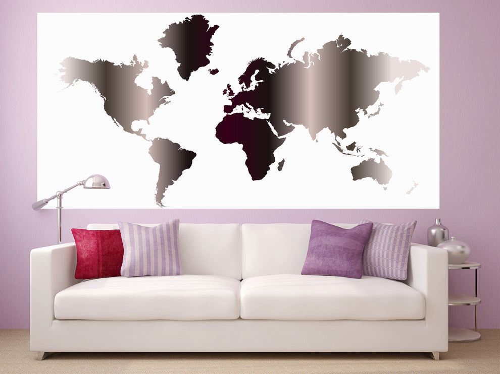 Studio Map Mural, Bronze and White Gradient, Peel and Stick, 3 Panels, 107"x52"