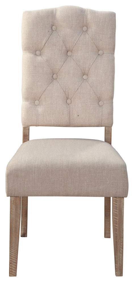 Newberry Set of 2 Button Tufted Parson Chairs, Weathered Natural