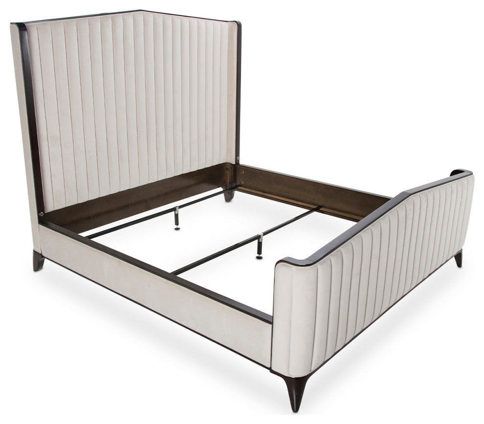 Paris Chic Eastern King Channel Tufted Panel Bed - Ivory/Espresso