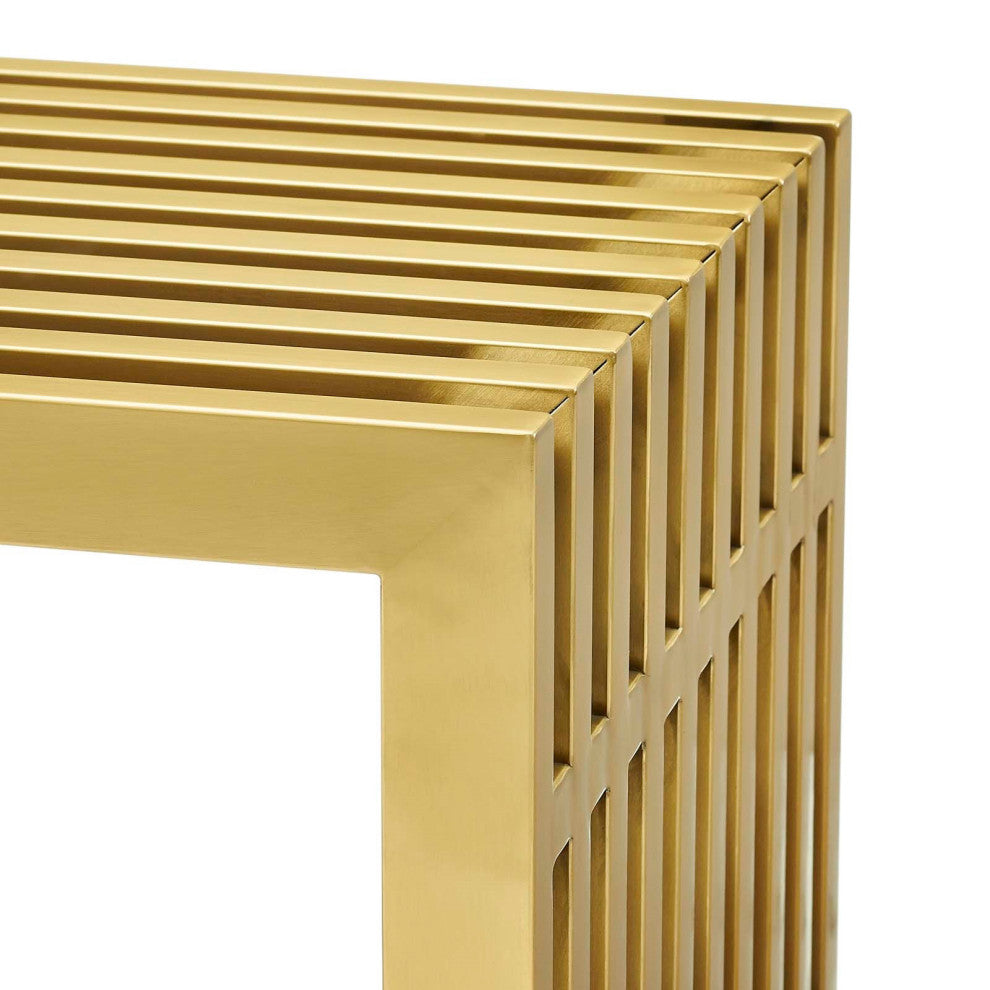 Chi Gold Console Table, Stainless Steel Modern Industrial Console Table