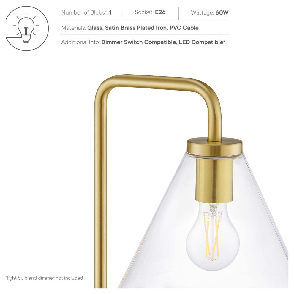 Floor Lamp Light, Gold, Glass, Modern, Mid Century Cafe Bistro Hospitality
