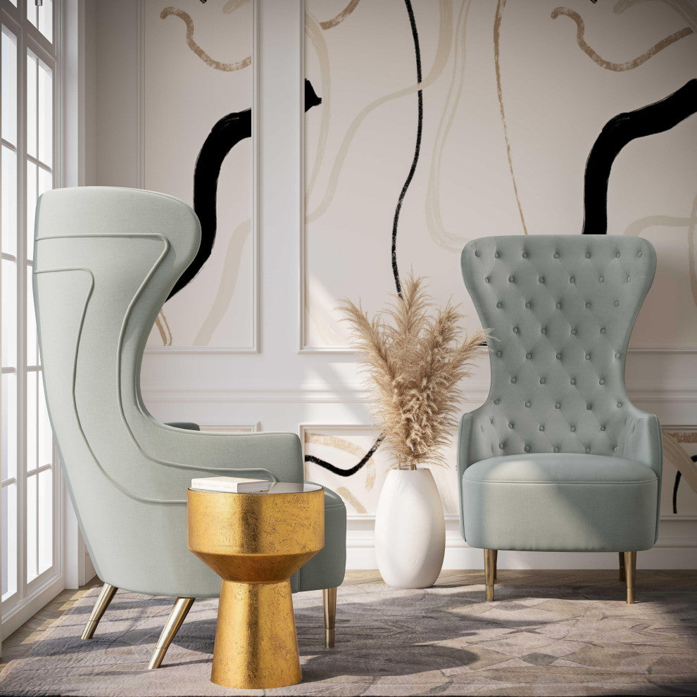 Jezebel Grey Velvet Wingback Chair - Grey