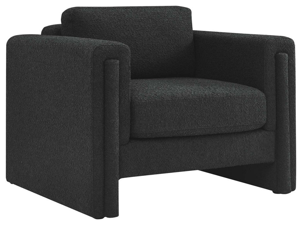 Visible Boucle Fabric Armchair - Black