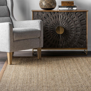 Nuloom Jute and Sisal Elijah Seagrass With Border Area Rug, Brown 5'x8'