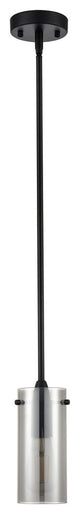 Effimero 1-Light Stem Hung Pendant Lamp, Black With Smoke Glass
