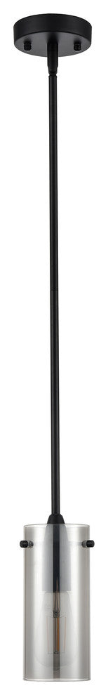 Effimero 1-Light Stem Hung Pendant Lamp, Black With Smoke Glass