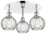 Athens-3 Light 18" Flush Mount-Polished Chrome, Clear Water Glass Shade