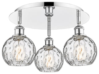 Athens-3 Light 18" Flush Mount-Polished Chrome, Clear Water Glass Shade