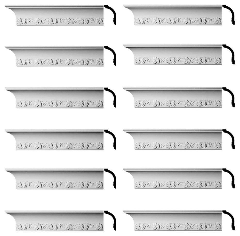 Cornice White Urethane Daria Ornate Design 12 Pieces Totaling 1128" Length