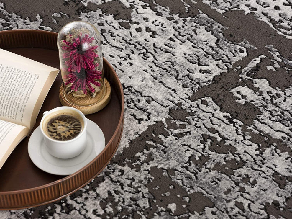 4' X 6' Gray Abstract Dhurrie Area Rug