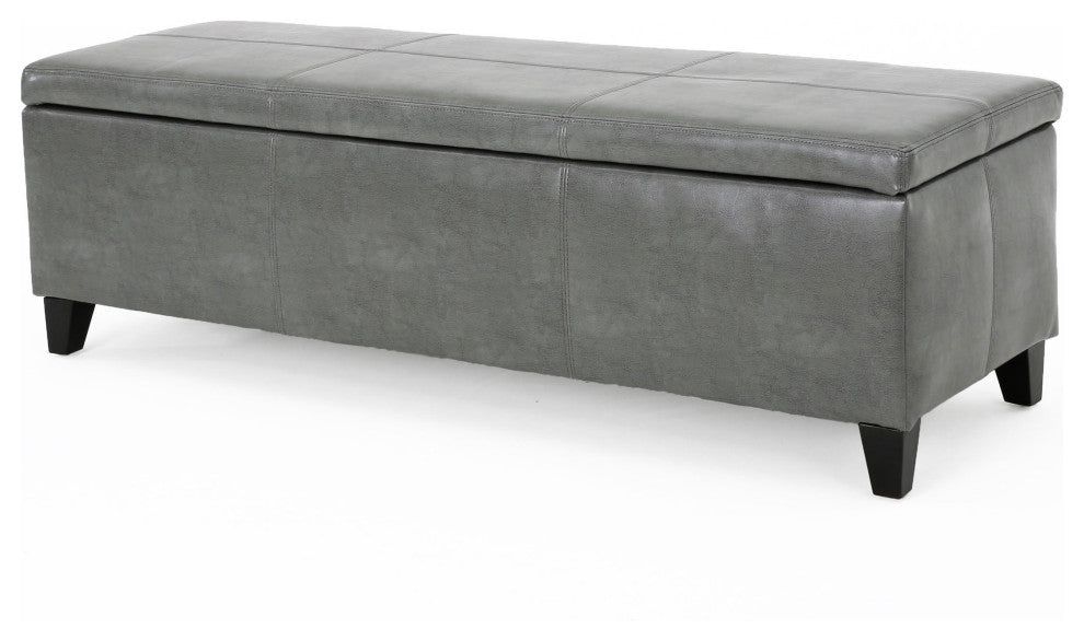 GDF Studio Sarelia Bonded Leather Storage Ottoman Bench