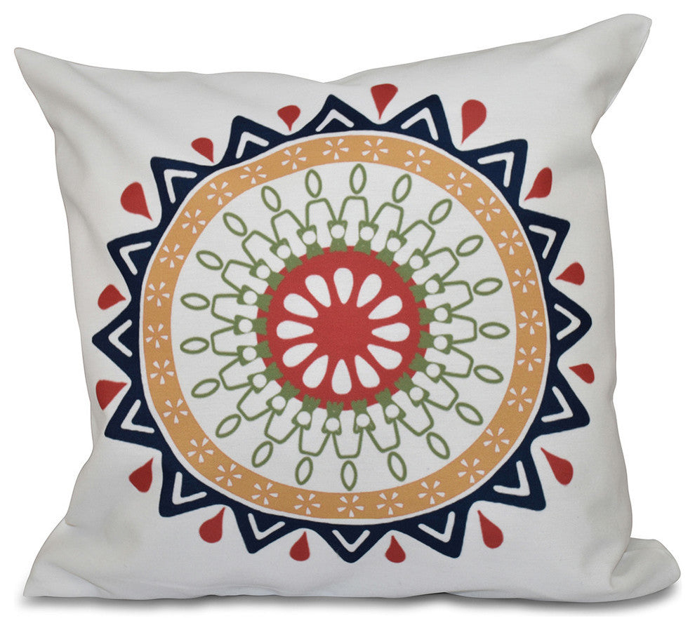 Mod , Geometric Outdoor Pillow, Navy Blue, 18"x18"