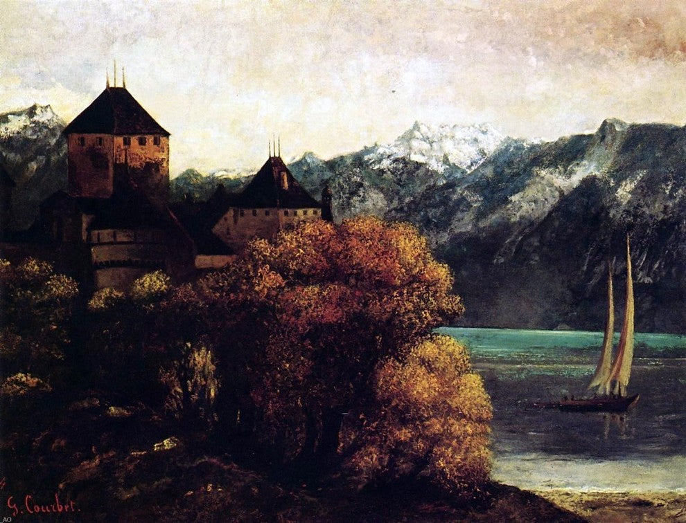 Gustave Courbet The Chateau de Chillon - 21" x 28" Premium Canvas Print