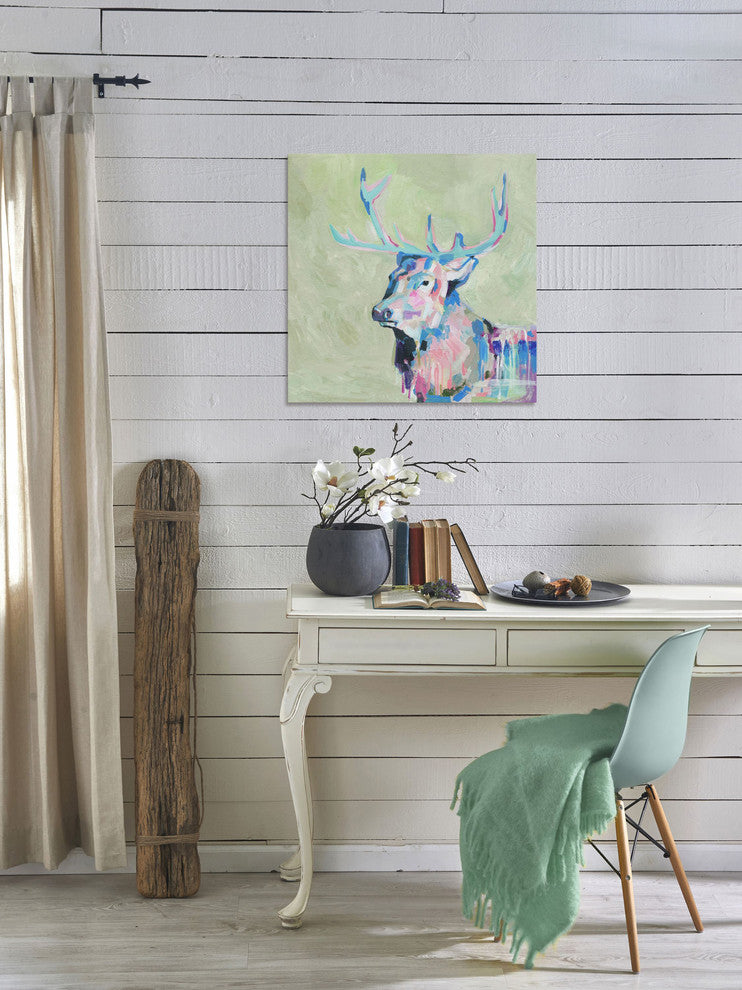 "Mystical Deer" Painting Print on Wrapped Canvas, 40"x40"