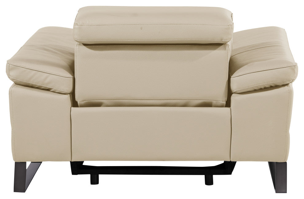 Antonio Italian Leather Power Reclining Arm Chair, Beige