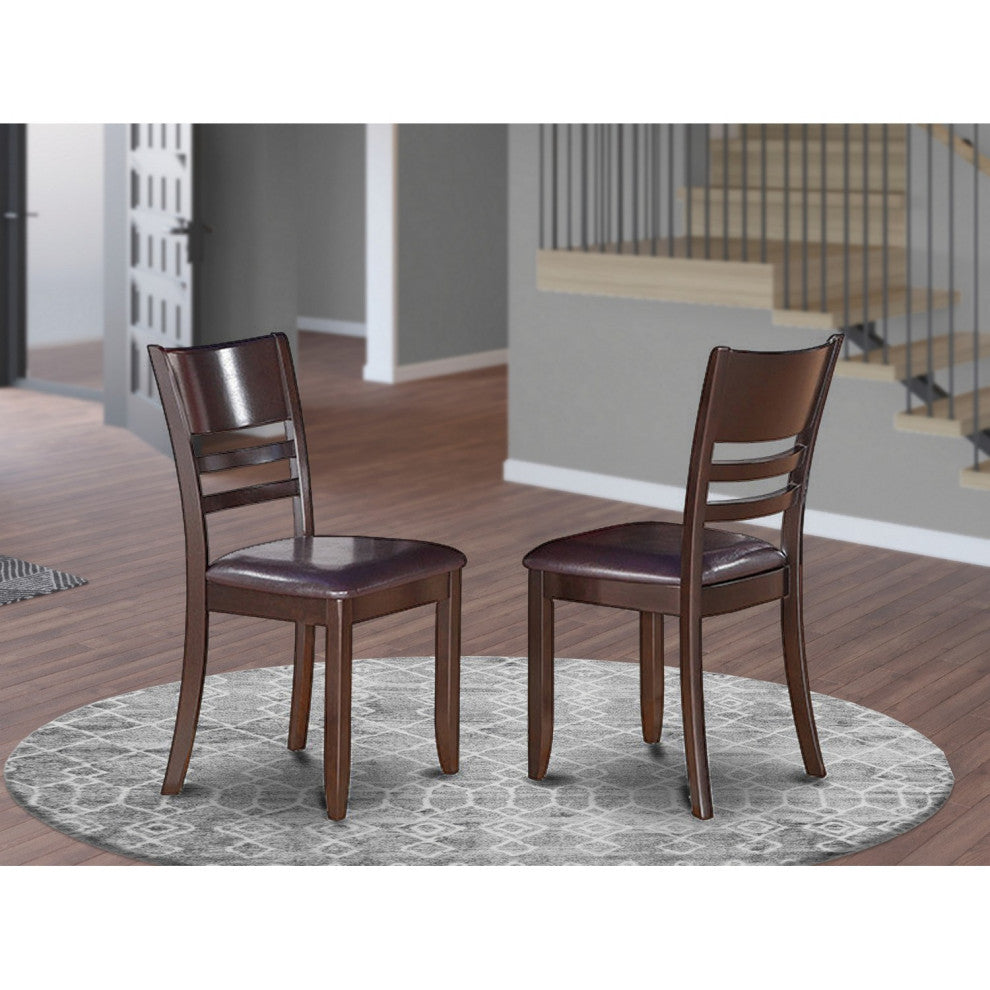 Lynfield Dining Chair, Faux Leather Upholstered Seat, Cappuccino- Set of 2