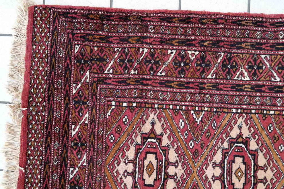 Handmade Vintage Afghan Ersari Rug 4'x6', 123cmx183cm 1970s