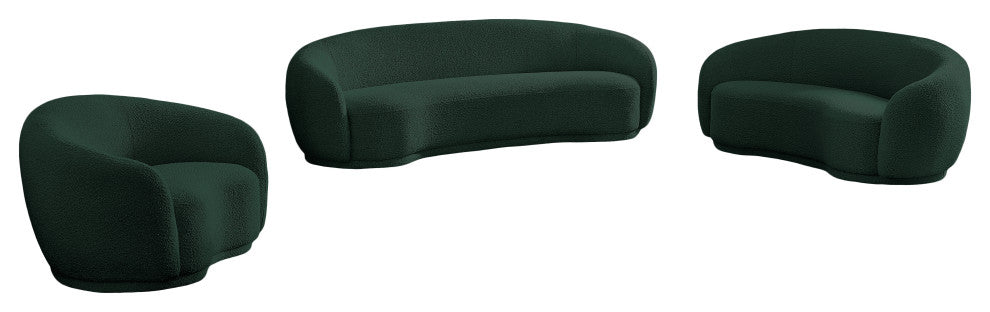 Hyde Boucle Fabric Upholstered, Green, Loveseat