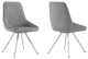 Skye Swivel Gray Velvet and Brushed Stainless Steel Dining Room Chairs - Set...