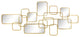 Metal, 46x20 Wall Accent With Mirrors, Gold