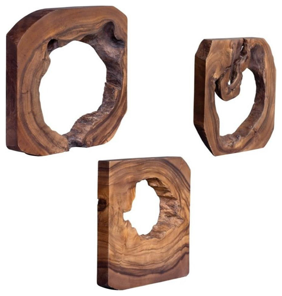 Bowery Hill Modern Wood Wall Art in Coffee Brown (Set of 6)