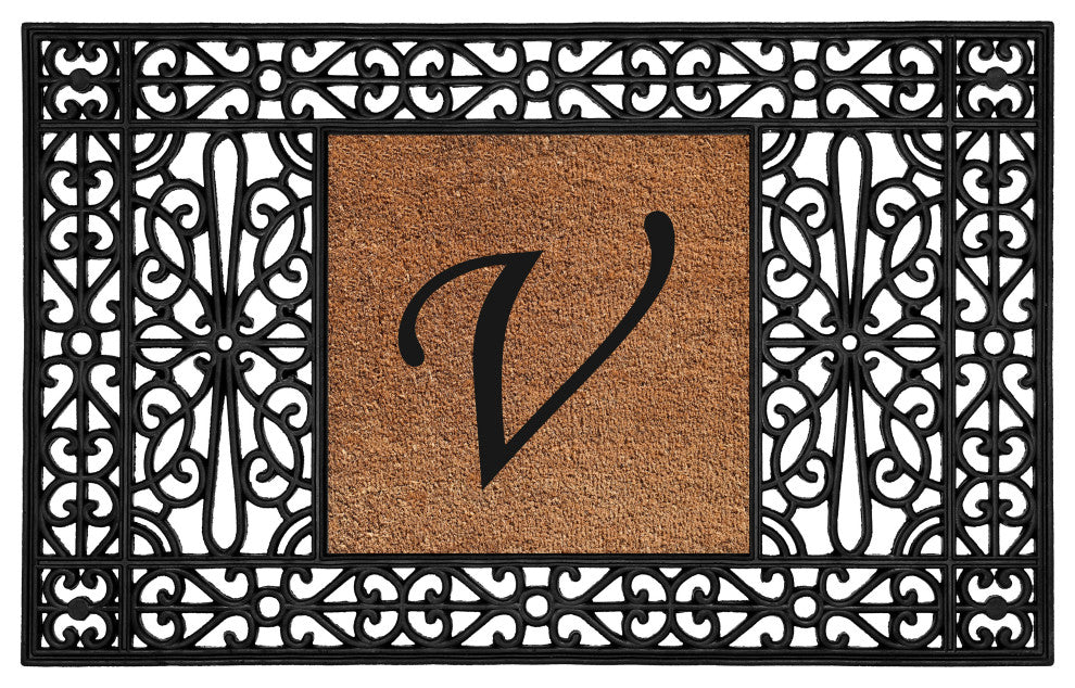 Calloway Mills Duchess Monogram Doormat 30"x48", Letter V
