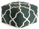 Forest Trail 22" x 22" x 16" Green and Ivory Pouf