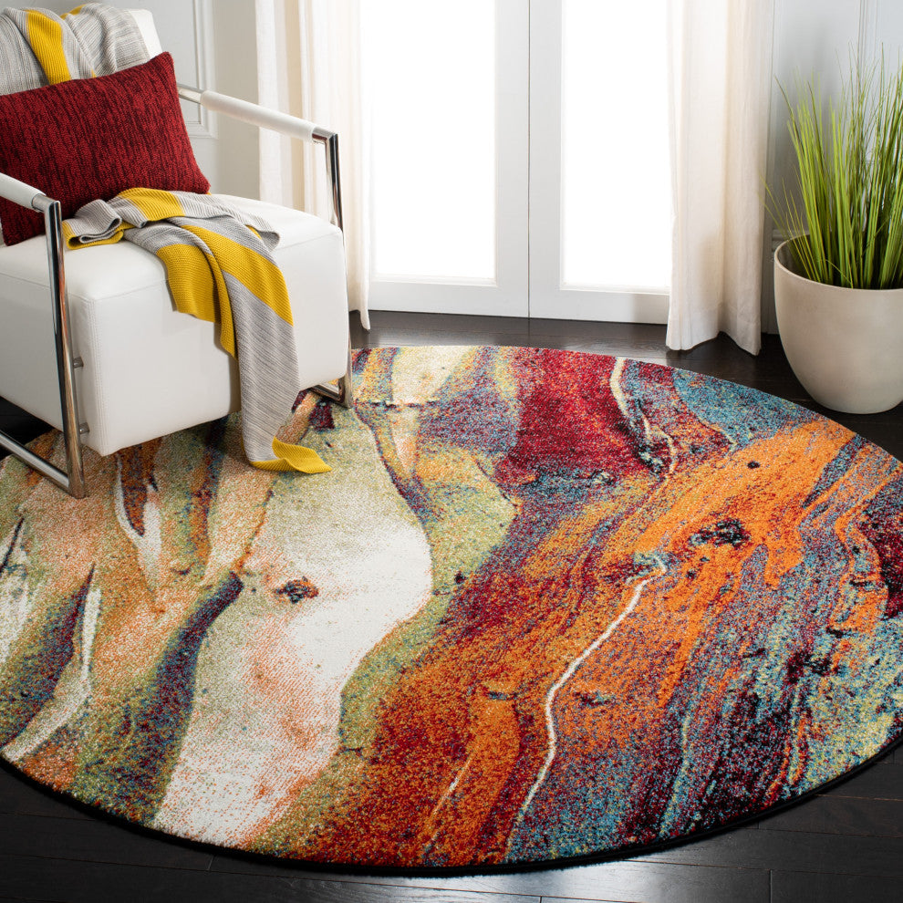 Safavieh Glacier Gla126Q Organic and Abstract Rug, Red and Green, 2'3"x18'0" Run