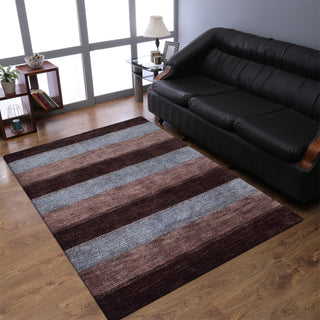 HAND KNOTTED LOOM SILK AREA RUGS-8'x10',Rectangle,Brown Light Blue,Contemporary