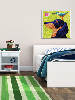 "Up Birds Scope" by Janet Nelson Floater Framed Print Canvas, 48x48