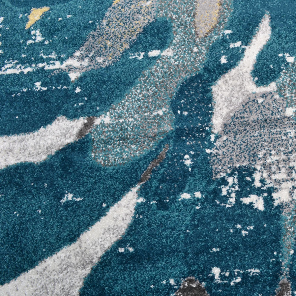 MACHINE MADE HEATSET POLYPROPYLENE AREA RUGS  - Silver Blue, Abstract Design, [Runner] 3'2''x10'