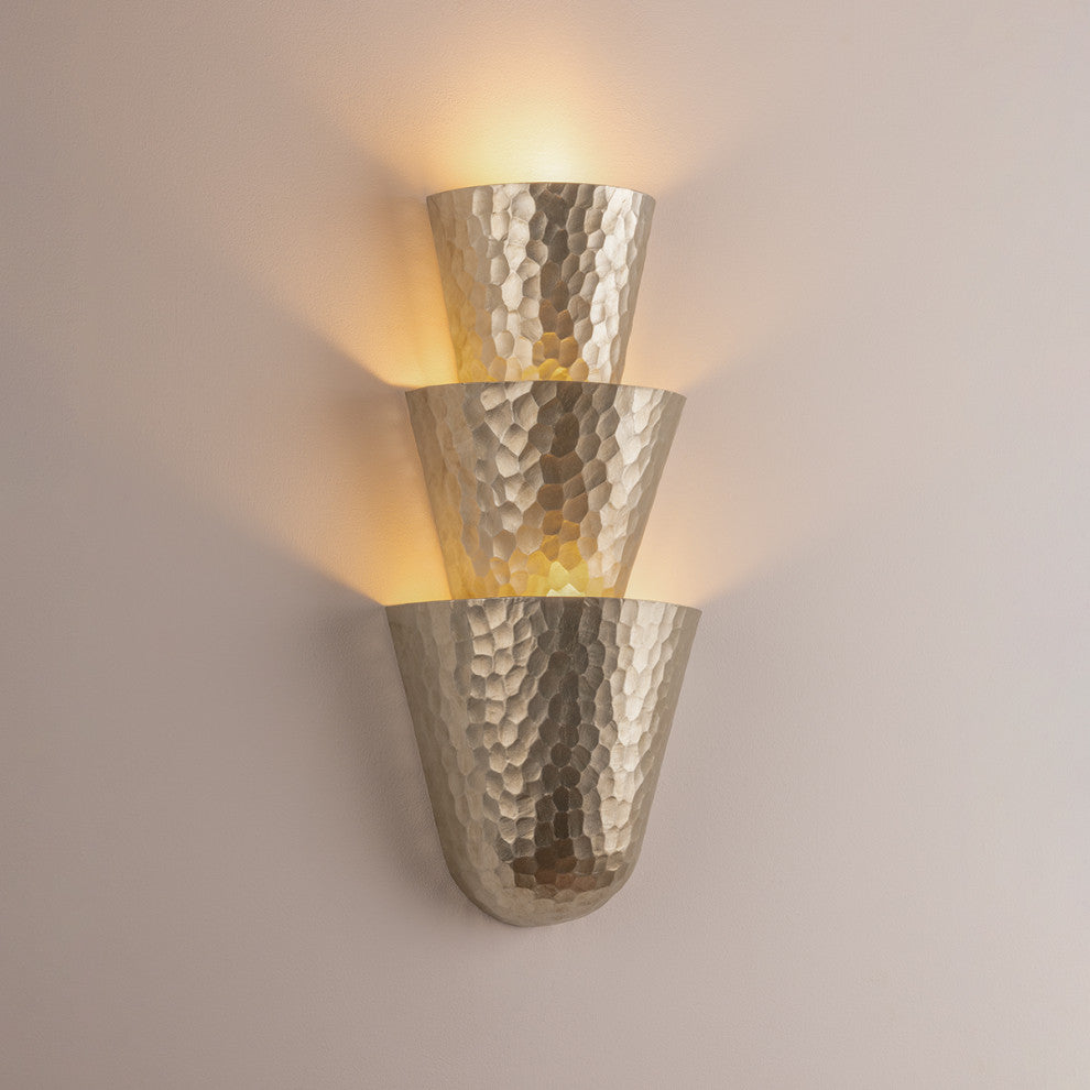 Corbett Lighting Bucharest Wall Sconce, Warm Silver Leaf, 8.25"Dx18"H