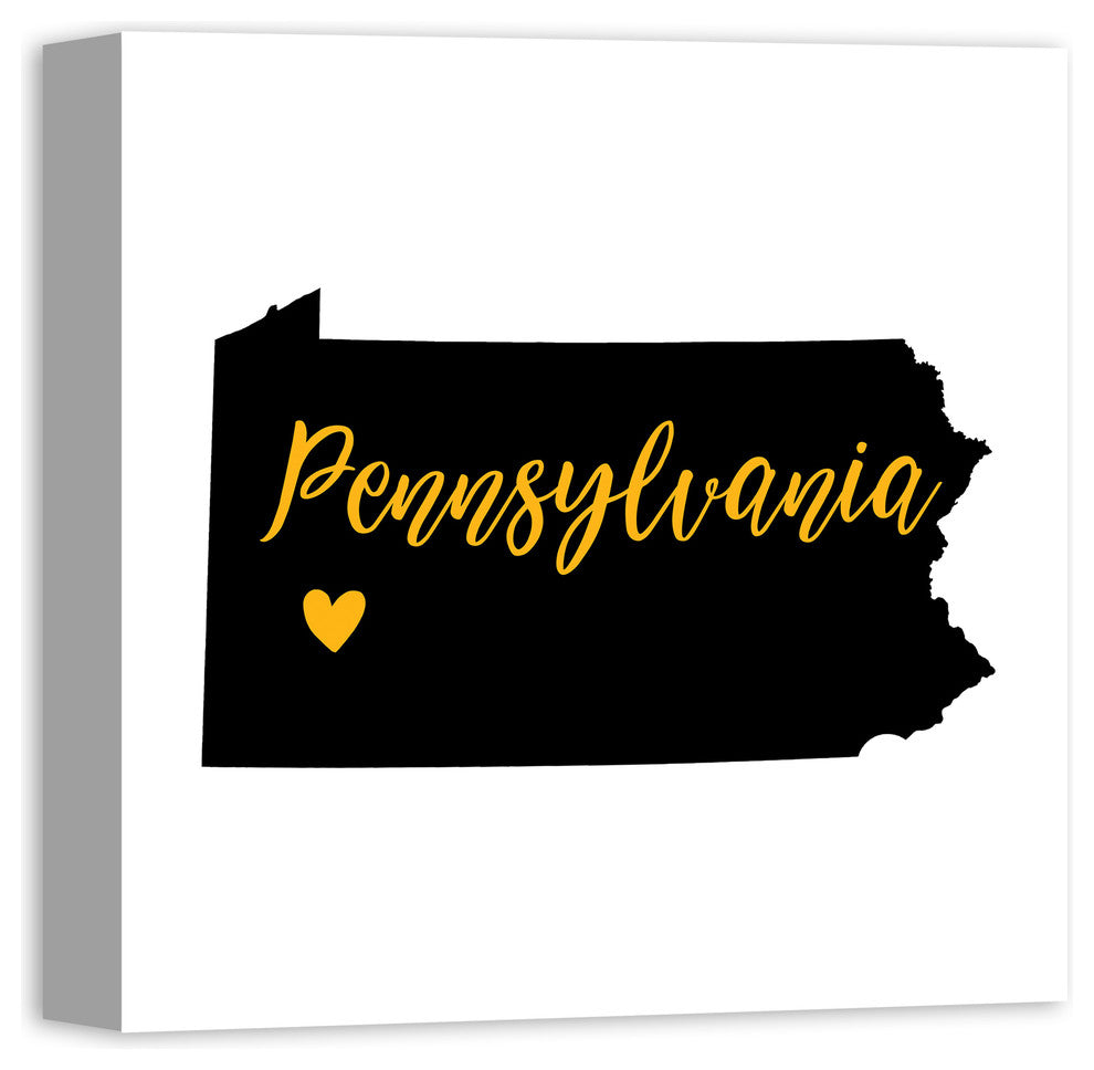 Black and Yellow Pennsylvania Pride 16x16 Canvas Wall Art
