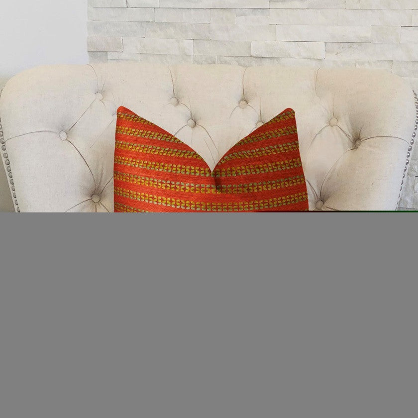 Plutus Tied Rows Handmade Throw Pillow, (Double sided  24" x 24")