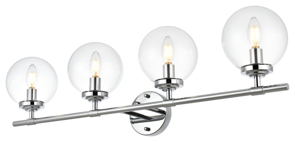 4 Light Chrome And Clear Bath Sconce