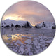 Antarctic Summer Sunset, Seascape Photo Round Metal Wall Art, 11"