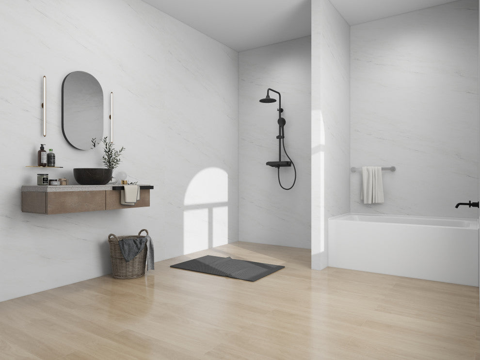 Vanity Art Alcove Soaking Acrylic Bathtub, Pure White, 54"x32", Right