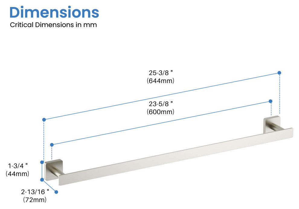 Blaze 24 inch Bathroom Towel Bar, Brushed Nickel