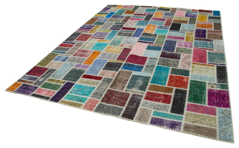Rug N Carpet - Handwoven Turkish 8' 8" x 11' 9" Contemporary Patchwork Area Rug