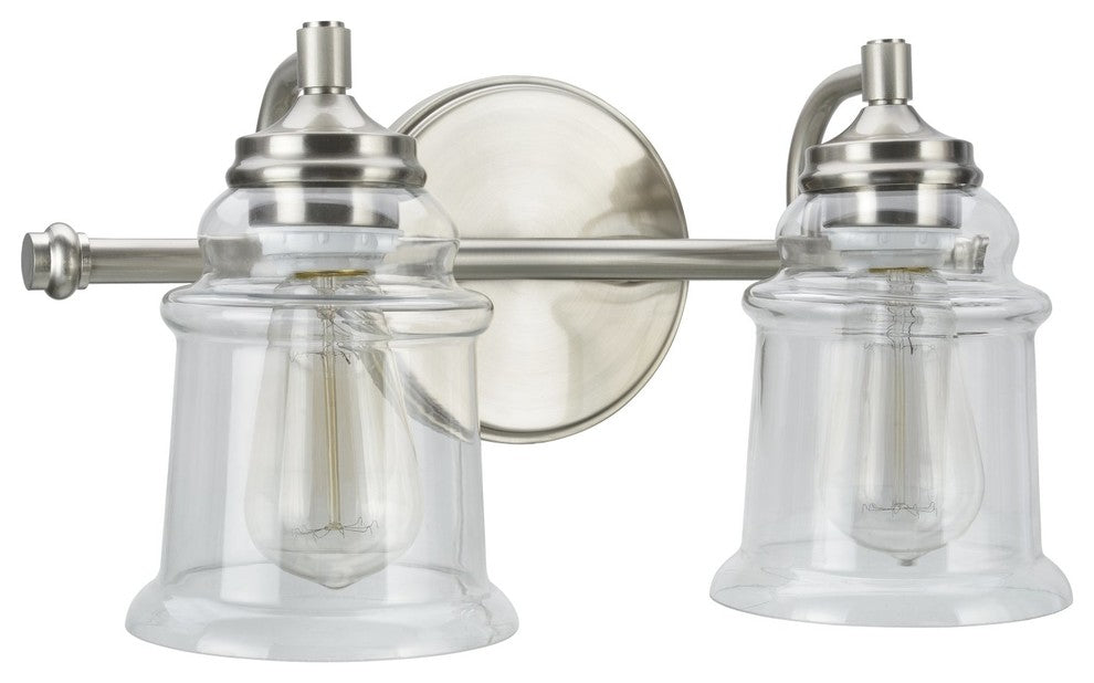62082, 2-Light Metal Bathroom Vanity Wall Light Fixture, Brushed Nickel