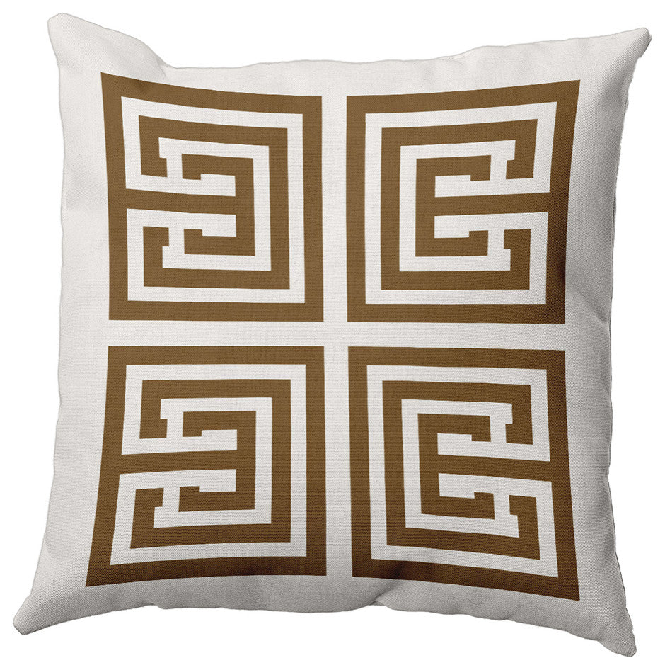 20" x 20" Greek Key Decorative Indoor Pillow, Brown