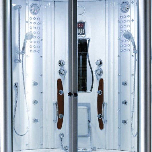 Steam Shower With Jetted Tub, Clear Glass, 63"x63"x85"