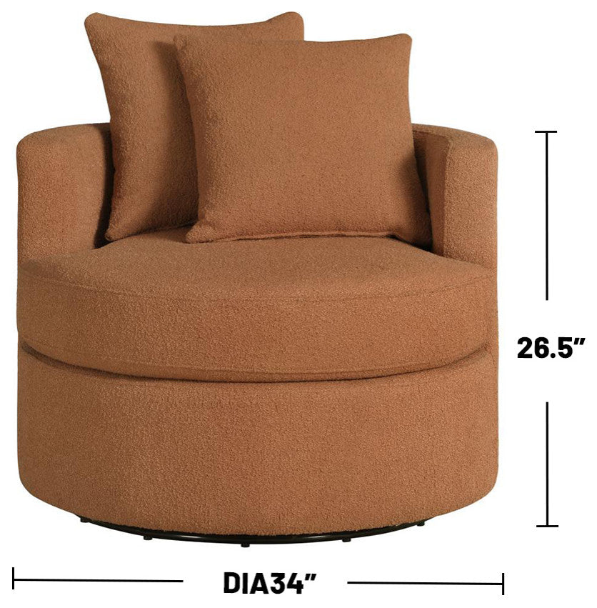 Upholstered Living Room Accent Chair With Swivel Design, Orange