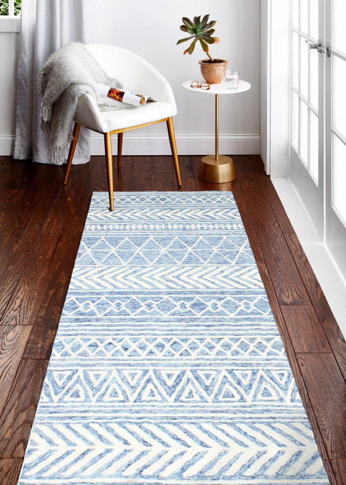 Bashian Nuncio Area Rug, Denim, 5x7.6