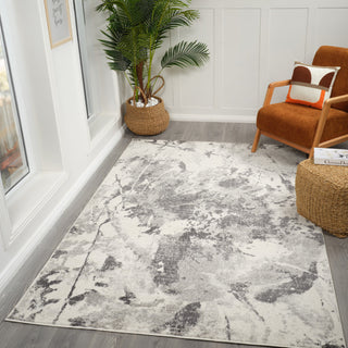 Clifton Abstract Ivory Gray Power-Loom Area Rug 5'3" x 7'6"