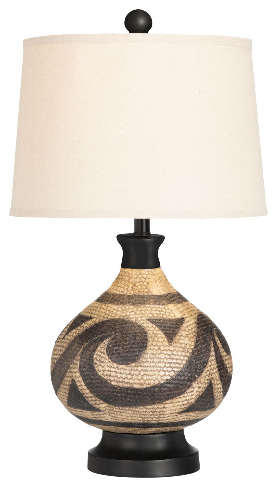 Ezekiel 3-Way Resin Table Lamp with Linen Oat Shade