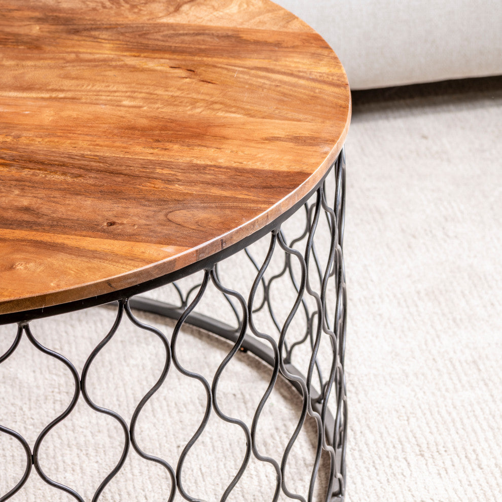 Jonathan Wood and Metal Coffee Table
