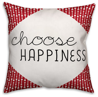 Choose Happiness Quote Red Arrows Pattern Spun Poly Pillow, 18x18