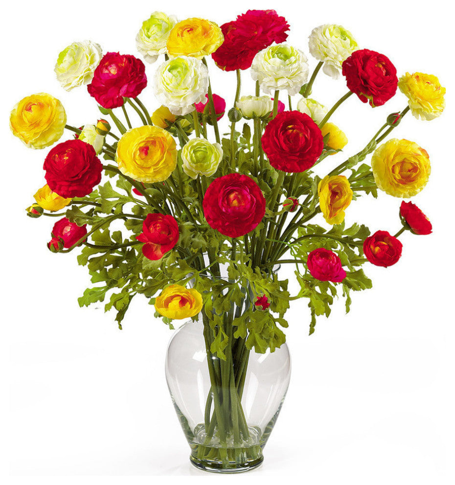 Ranunculus Liquid Illusion Silk Flower Arrangement, Mixed